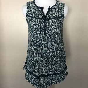 Lucky Brand floral tank with lace trim